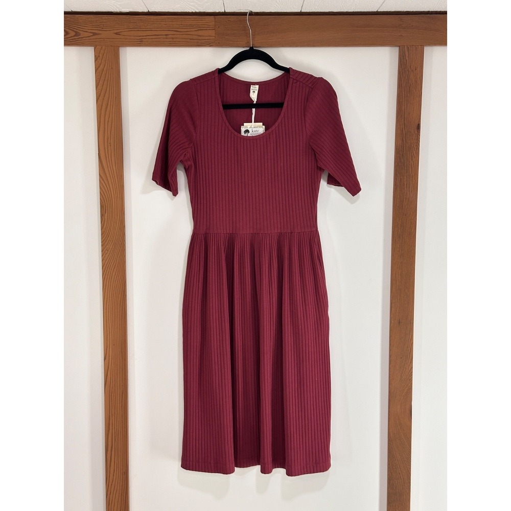 Kate Quinn Women's Half Sleeve Scoop Neck Gathered Dress Wild Ginger Ribbed NWT